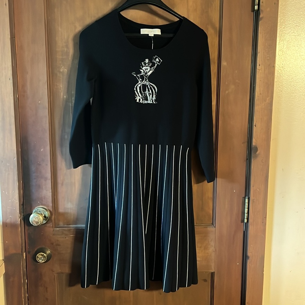 SMALL ANN TAYLOR LOFT SWEATER POPOVER DRESS QUEEN OF HEARTS NWT